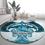 Personalized Cronulla-Sutherland Sharks Round Carpet Polynesian Tribal Pattern Style