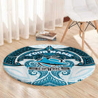 Personalized Cronulla-Sutherland Sharks Round Carpet Polynesian Tribal Pattern Style