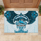 Personalized Cronulla-Sutherland Sharks Rubber Doormat Polynesian Tribal Pattern Style