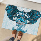Personalized Cronulla-Sutherland Sharks Rubber Doormat Polynesian Tribal Pattern Style