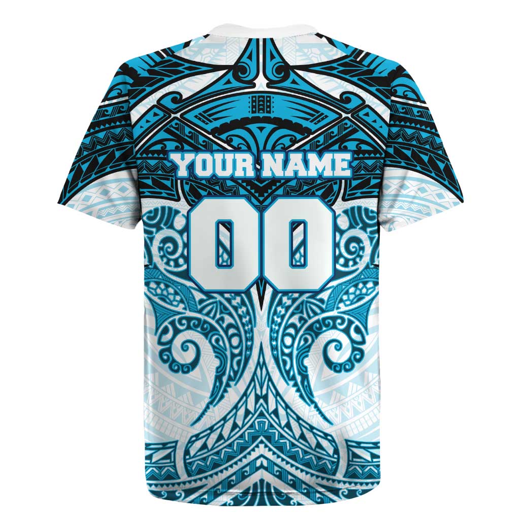 Personalized Cronulla-Sutherland Sharks Rugby Jersey Polynesian Tribal Pattern Style