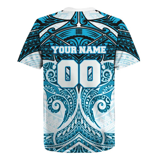 Personalized Cronulla-Sutherland Sharks Rugby Jersey Polynesian Tribal Pattern Style