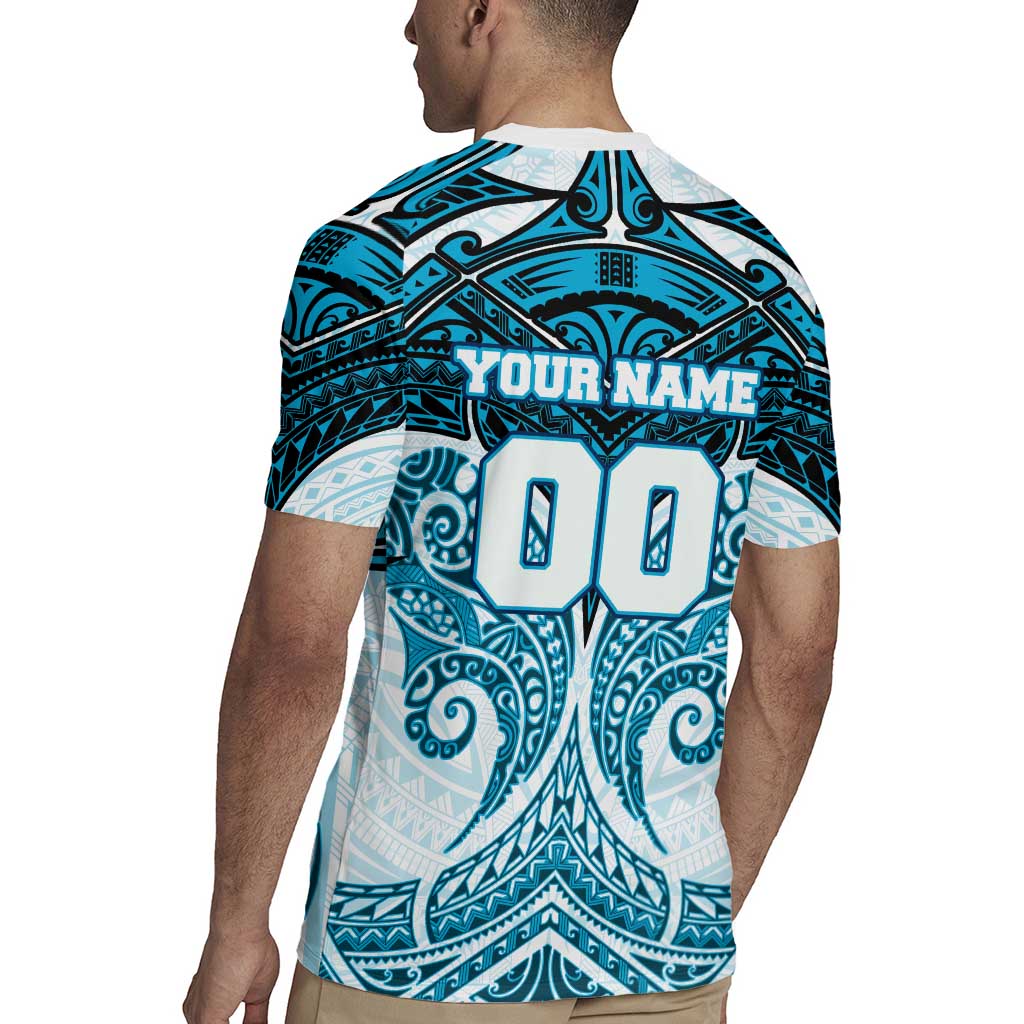 Personalized Cronulla-Sutherland Sharks Rugby Jersey Polynesian Tribal Pattern Style