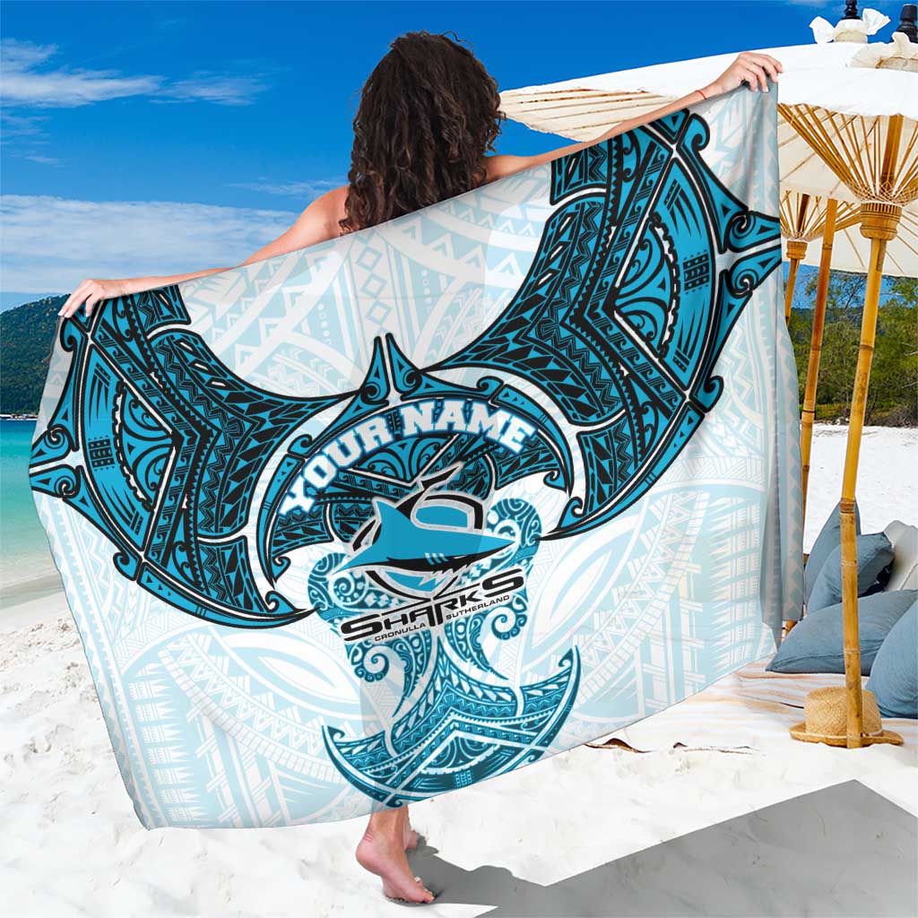 Personalized Cronulla-Sutherland Sharks Sarong Polynesian Tribal Pattern Style