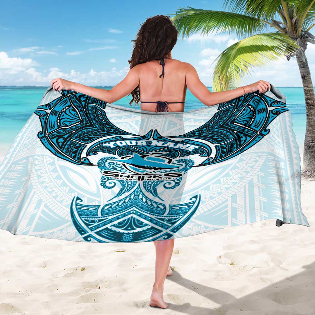 Personalized Cronulla-Sutherland Sharks Sarong Polynesian Tribal Pattern Style