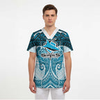 Personalized Cronulla-Sutherland Sharks Scrub Top Polynesian Tribal Pattern Style
