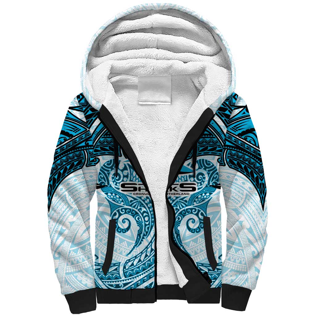 Personalized Cronulla-Sutherland Sharks Sherpa Hoodie Polynesian Tribal Pattern Style