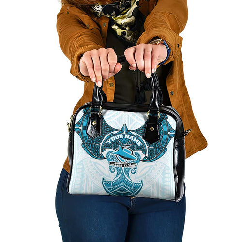 Personalized Cronulla-Sutherland Sharks Shoulder Handbag Polynesian Tribal Pattern Style