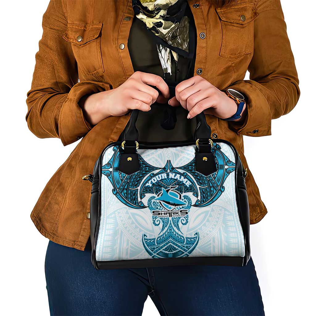 Personalized Cronulla-Sutherland Sharks Shoulder Handbag Polynesian Tribal Pattern Style