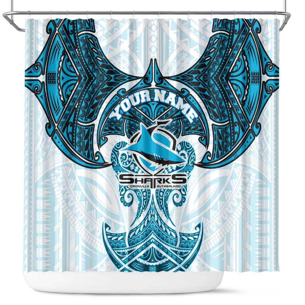 Personalized Cronulla-Sutherland Sharks Shower Curtain Polynesian Tribal Pattern Style