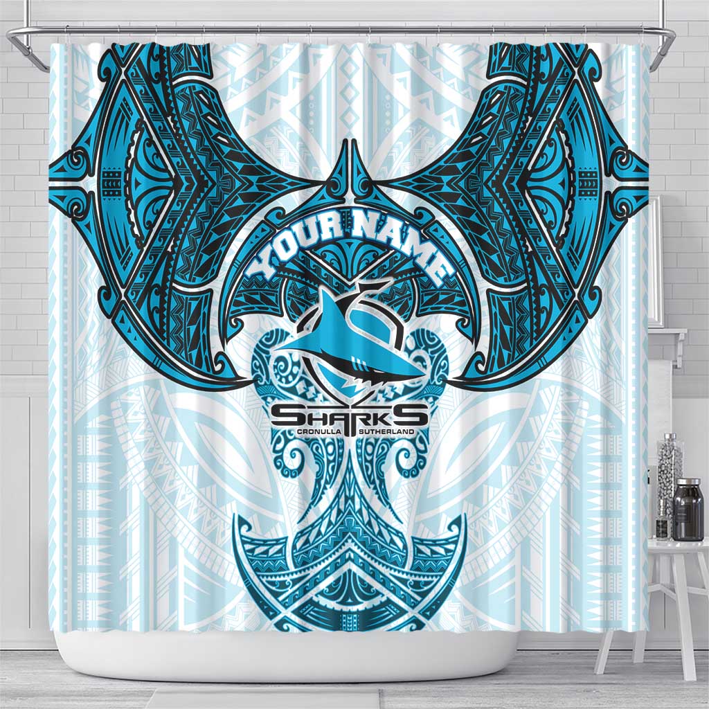Personalized Cronulla-Sutherland Sharks Shower Curtain Polynesian Tribal Pattern Style