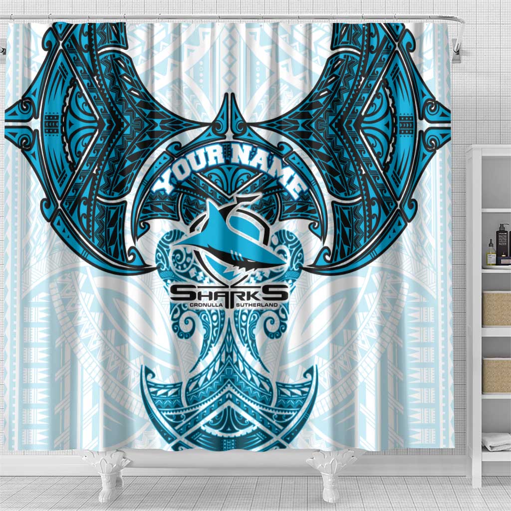 Personalized Cronulla-Sutherland Sharks Shower Curtain Polynesian Tribal Pattern Style