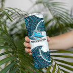 Personalized Cronulla-Sutherland Sharks Skinny Tumbler Polynesian Tribal Pattern Style