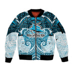 Personalized Cronulla-Sutherland Sharks Sleeve Zip Bomber Jacket Polynesian Tribal Pattern Style