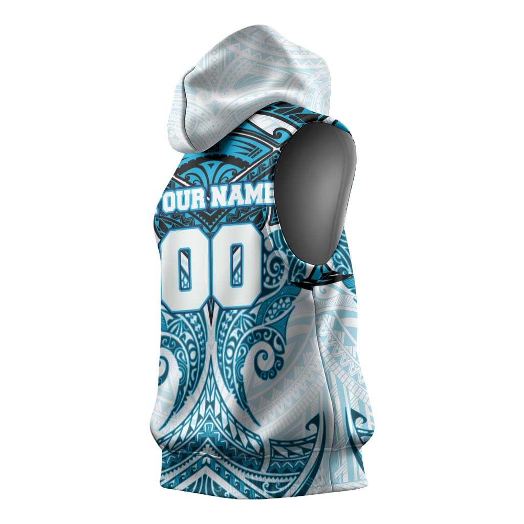 Personalized Cronulla-Sutherland Sharks Sleeveless Hoodie Polynesian Tribal Pattern Style