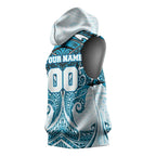 Personalized Cronulla-Sutherland Sharks Sleeveless Hoodie Polynesian Tribal Pattern Style