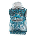 Personalized Cronulla-Sutherland Sharks Sleeveless Zip Hoodie Polynesian Tribal Pattern Style