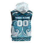 Personalized Cronulla-Sutherland Sharks Sleeveless Zip Hoodie Polynesian Tribal Pattern Style