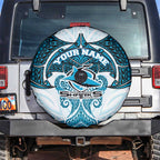Personalized Cronulla-Sutherland Sharks Spare Tire Cover Polynesian Tribal Pattern Style