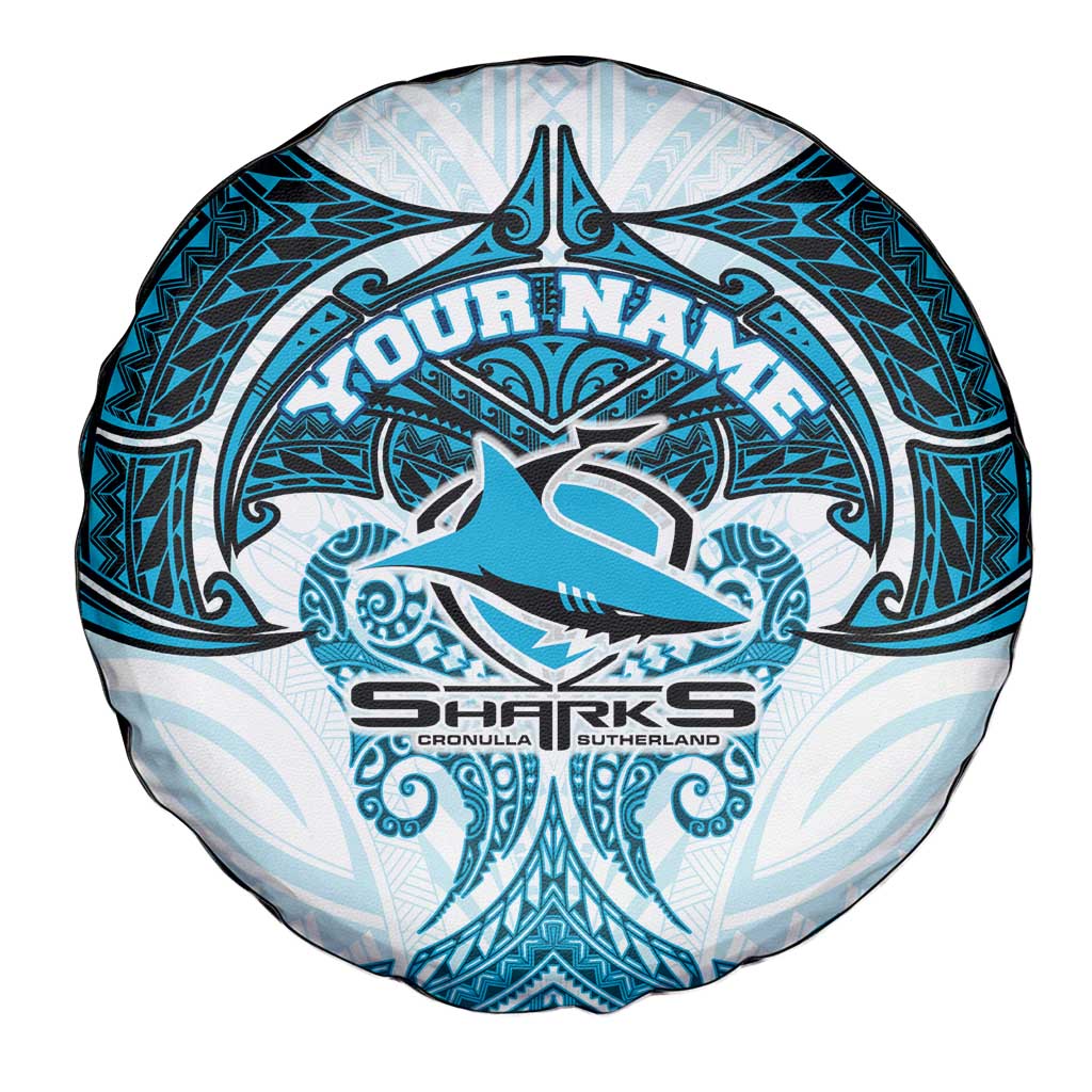 Personalized Cronulla-Sutherland Sharks Spare Tire Cover Polynesian Tribal Pattern Style