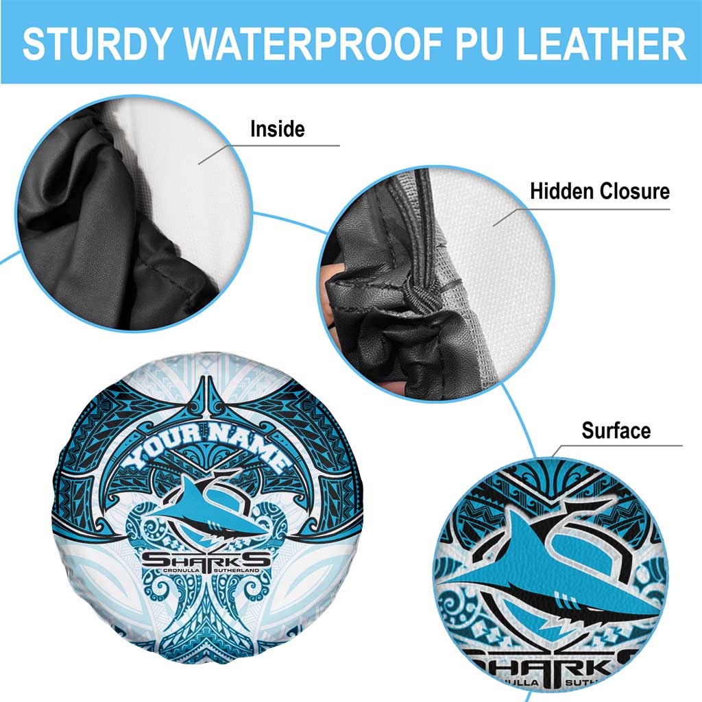 Personalized Cronulla-Sutherland Sharks Spare Tire Cover Polynesian Tribal Pattern Style