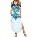 Personalized Cronulla-Sutherland Sharks Summer Maxi Dress Polynesian Tribal Pattern Style