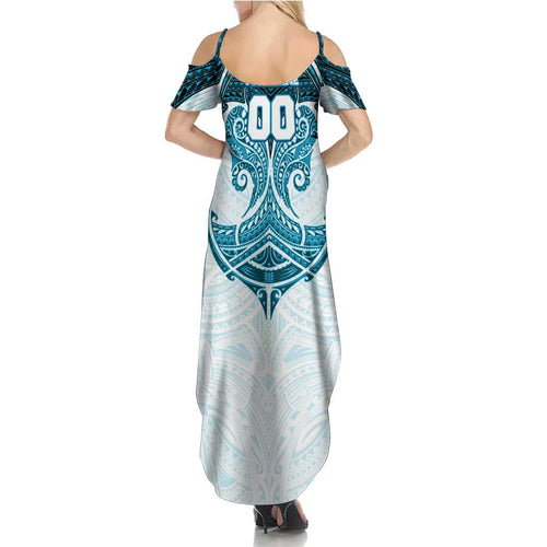 Personalized Cronulla-Sutherland Sharks Summer Maxi Dress Polynesian Tribal Pattern Style