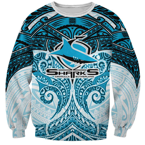 Personalized Cronulla-Sutherland Sharks Sweatshirt Polynesian Tribal Pattern Style