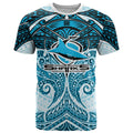 Personalized Cronulla-Sutherland Sharks T Shirt Polynesian Tribal Pattern Style