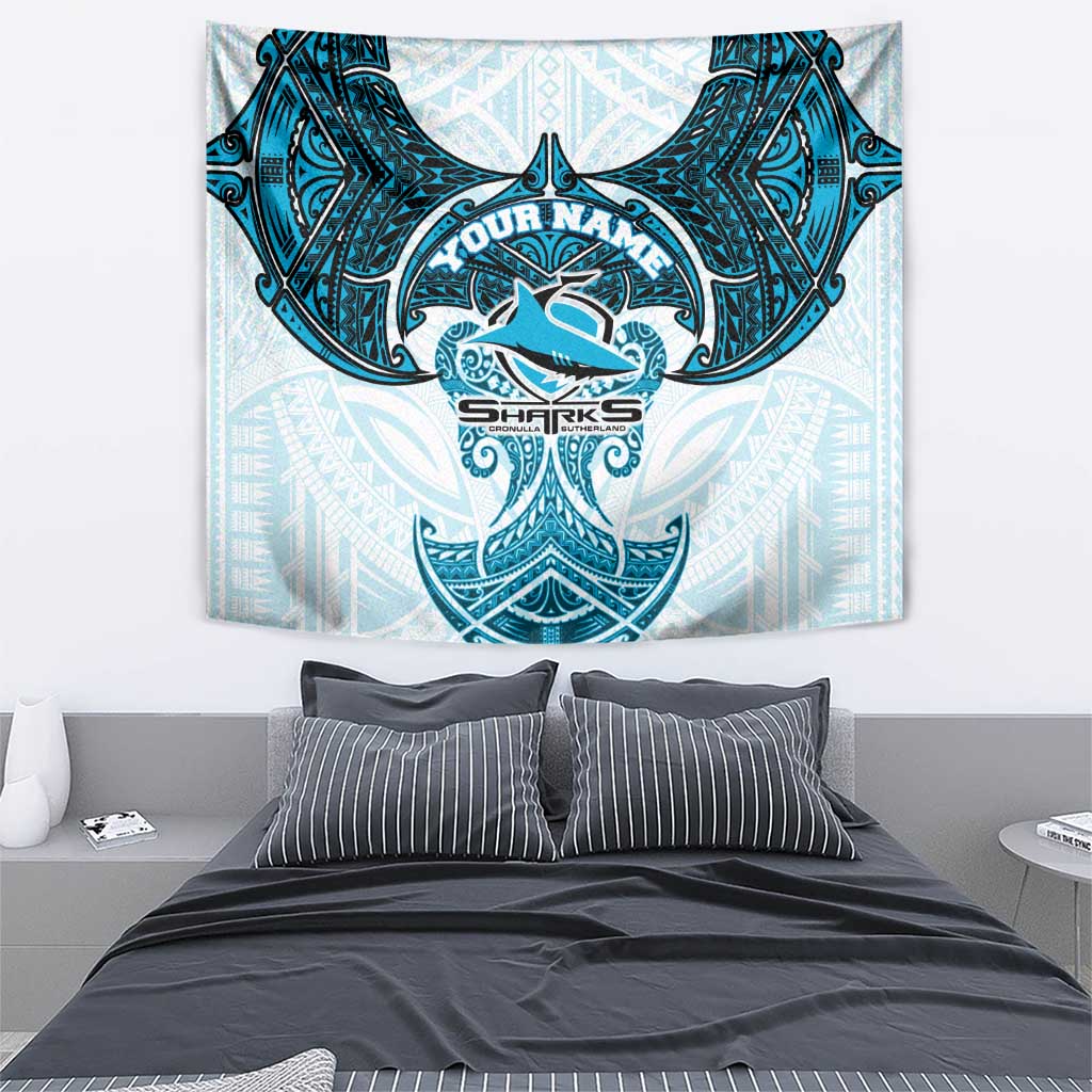 Personalized Cronulla-Sutherland Sharks Tapestry Polynesian Tribal Pattern Style