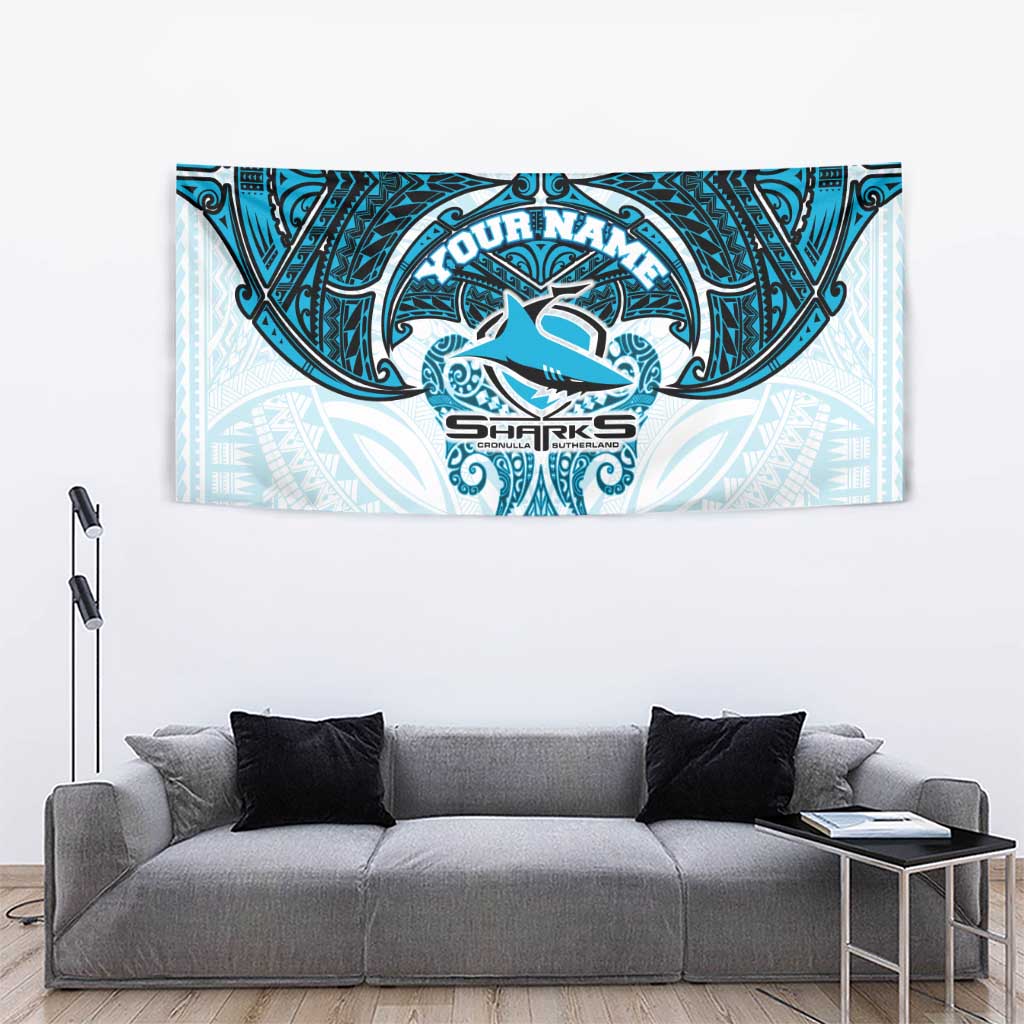 Personalized Cronulla-Sutherland Sharks Tapestry Polynesian Tribal Pattern Style