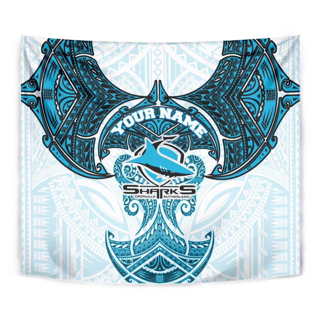 Personalized Cronulla-Sutherland Sharks Tapestry Polynesian Tribal Pattern Style