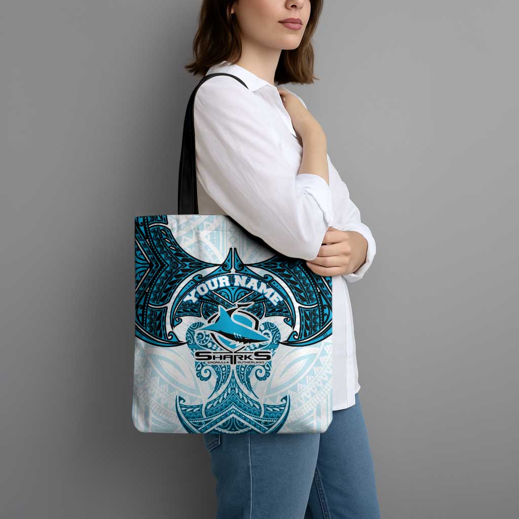 Personalized Cronulla-Sutherland Sharks Tote Bag Polynesian Tribal Pattern Style