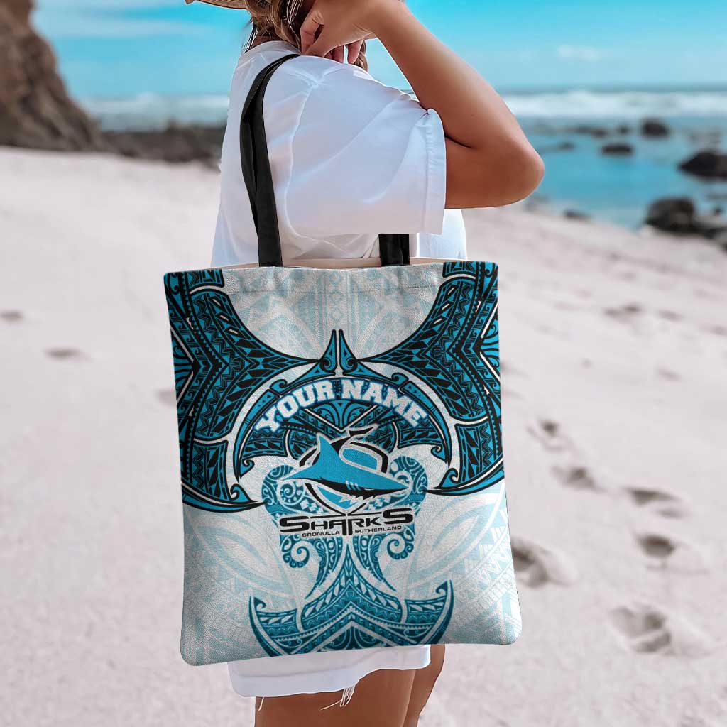 Personalized Cronulla-Sutherland Sharks Tote Bag Polynesian Tribal Pattern Style