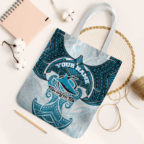 Personalized Cronulla-Sutherland Sharks Tote Bag Polynesian Tribal Pattern Style