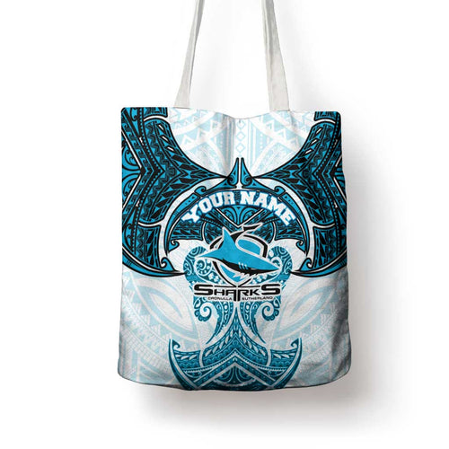 Personalized Cronulla-Sutherland Sharks Tote Bag Polynesian Tribal Pattern Style