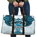 Personalized Cronulla-Sutherland Sharks Travel Bag Polynesian Tribal Pattern Style