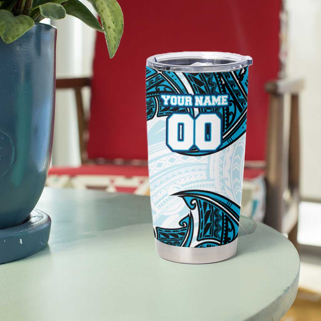 Personalized Cronulla-Sutherland Sharks Tumbler Cup Polynesian Tribal Pattern Style