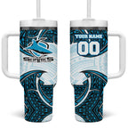 Personalized Cronulla-Sutherland Sharks Tumbler With Handle Polynesian Tribal Pattern Style