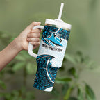 Personalized Cronulla-Sutherland Sharks Tumbler With Handle Polynesian Tribal Pattern Style