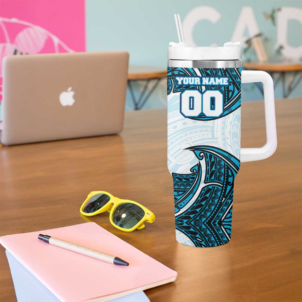 Personalized Cronulla-Sutherland Sharks Tumbler With Handle Polynesian Tribal Pattern Style