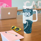 Personalized Cronulla-Sutherland Sharks Tumbler With Handle Polynesian Tribal Pattern Style