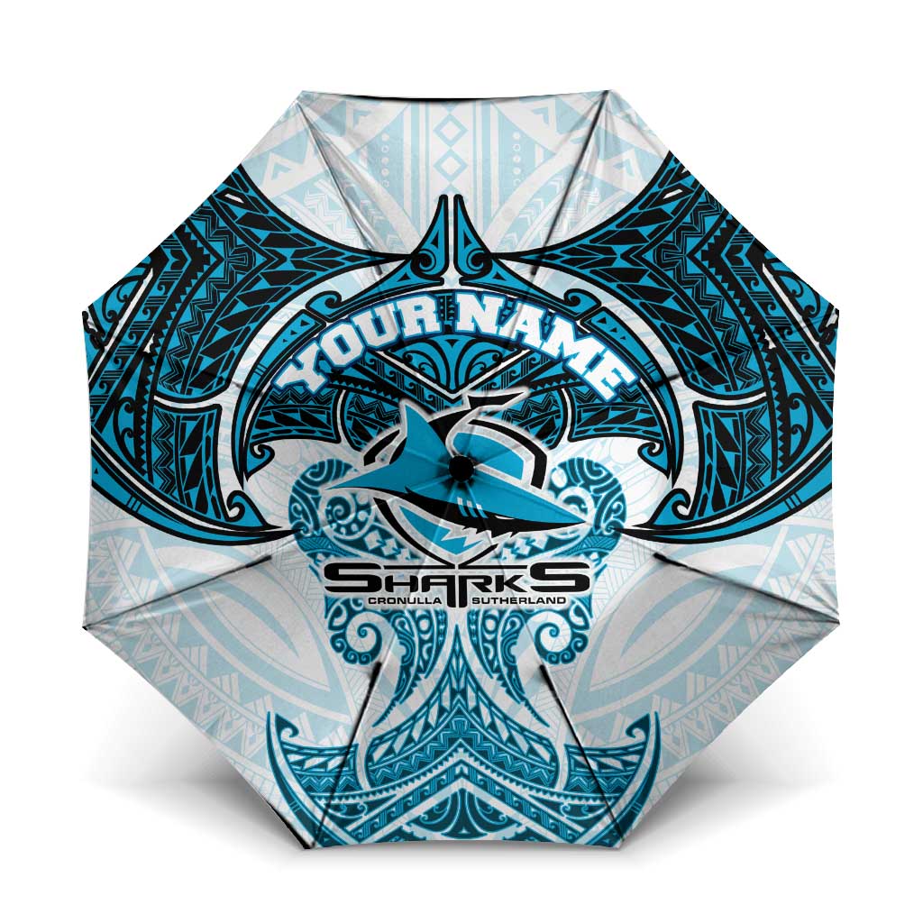 Personalized Cronulla-Sutherland Sharks Umbrella Polynesian Tribal Pattern Style