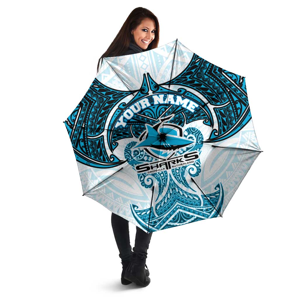 Personalized Cronulla-Sutherland Sharks Umbrella Polynesian Tribal Pattern Style