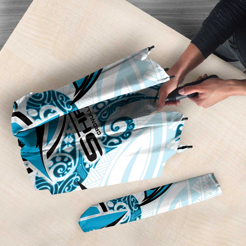Personalized Cronulla-Sutherland Sharks Umbrella Polynesian Tribal Pattern Style