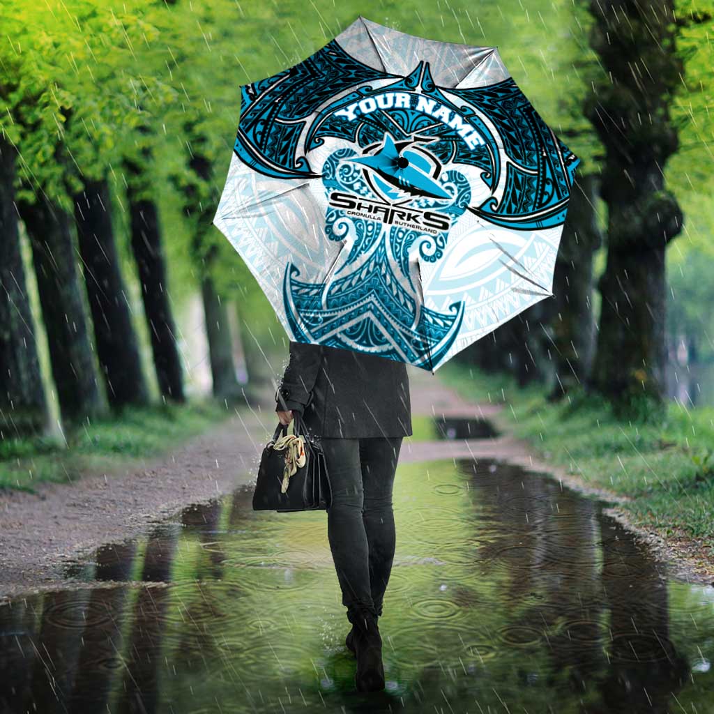 Personalized Cronulla-Sutherland Sharks Umbrella Polynesian Tribal Pattern Style