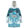 Personalized Cronulla-Sutherland Sharks Wearable Blanket Hoodie Polynesian Tribal Pattern Style