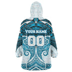 Personalized Cronulla-Sutherland Sharks Wearable Blanket Hoodie Polynesian Tribal Pattern Style