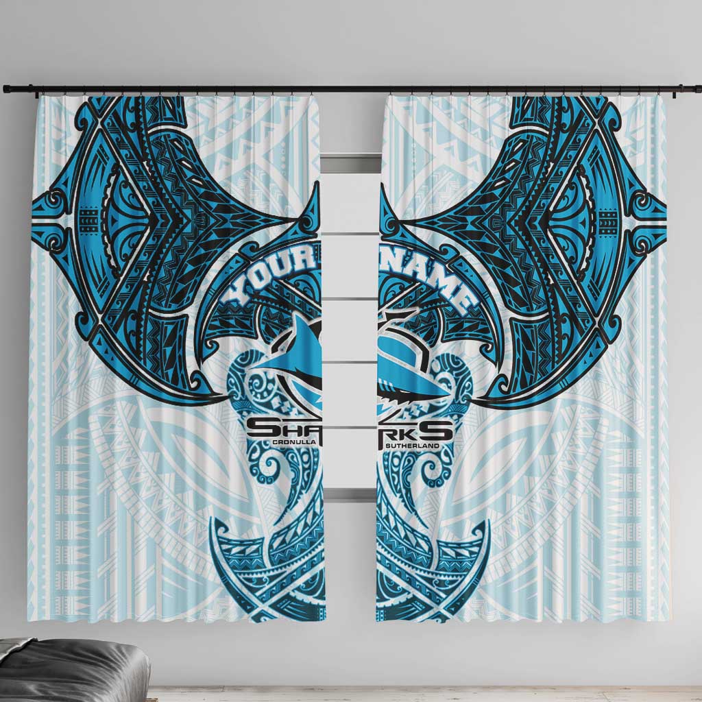 Personalized Cronulla-Sutherland Sharks Window Curtain Polynesian Tribal Pattern Style