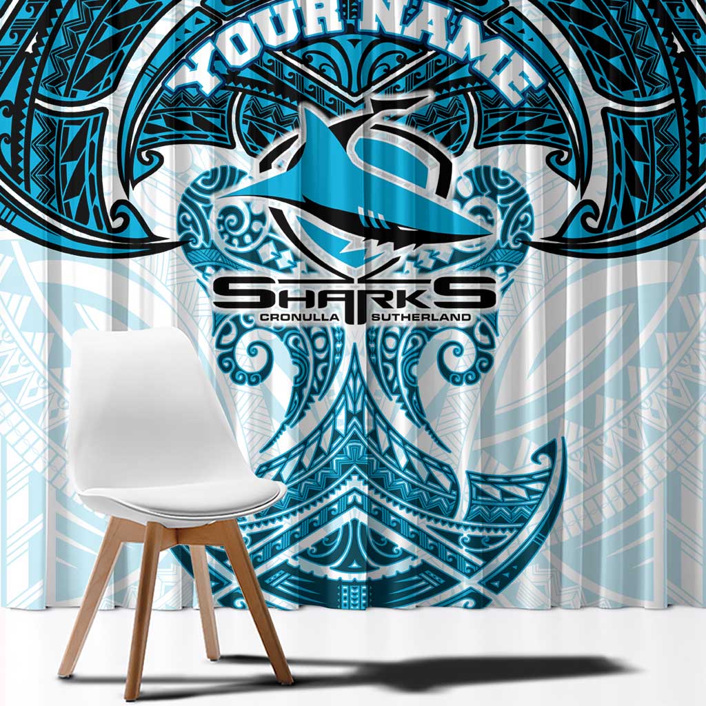 Personalized Cronulla-Sutherland Sharks Window Curtain Polynesian Tribal Pattern Style